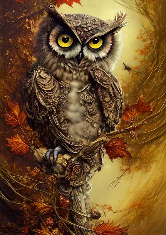 Owl With Glitter And Glamour | Metal Poster