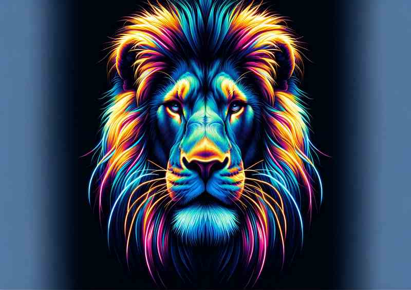 Lion Art Metal Poster - Neon Vibes