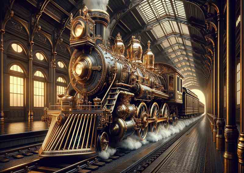Victorian Steampunk Locomotive Design | Metal Poster