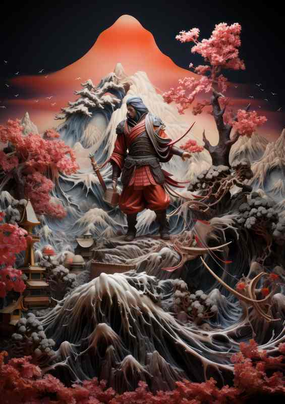 Samurai & Noh Theater Art | Metal Poster