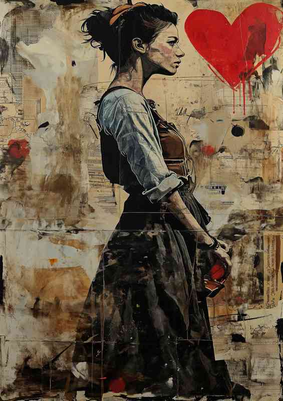 Lady of love street art | Metal Poster