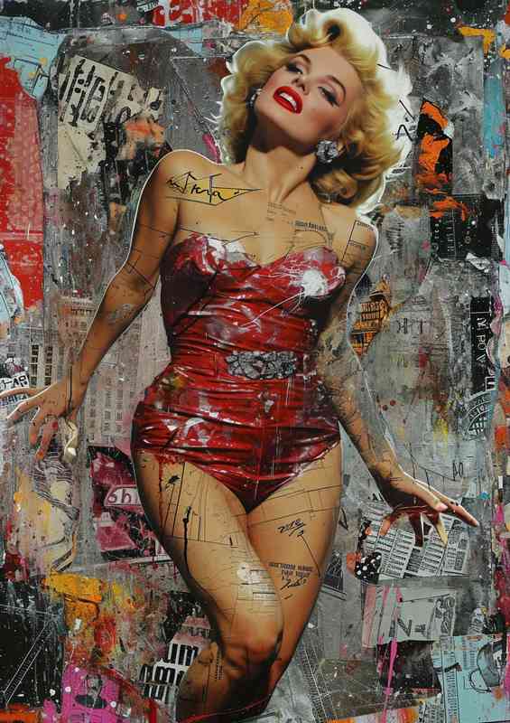 Marilyn monroe with various graphics street art | Metal Poster
