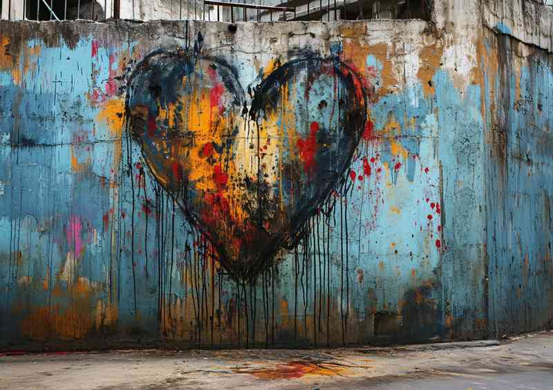 Heart love graffiti enspired by banksy | Metal Poster
