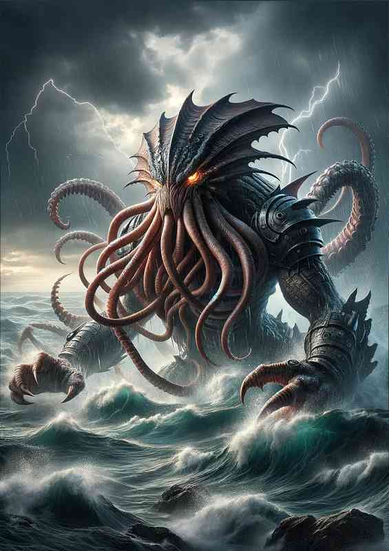 Warrior animal an imposing kraken legendary sea monster | Metal Poster