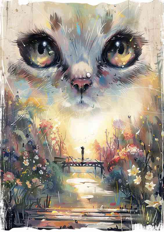 Cute cat in the medows | Metal Poster