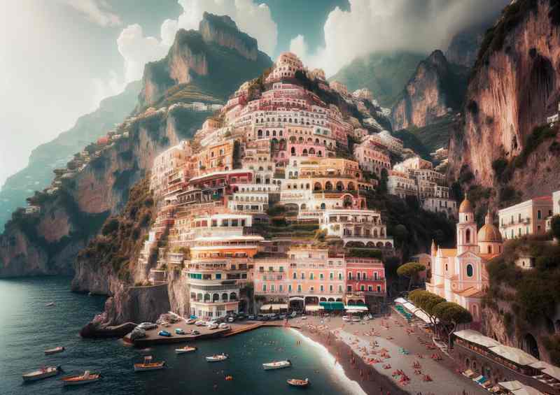 Amalfis Cliffside Wonder Positano Italy | Metal Poster