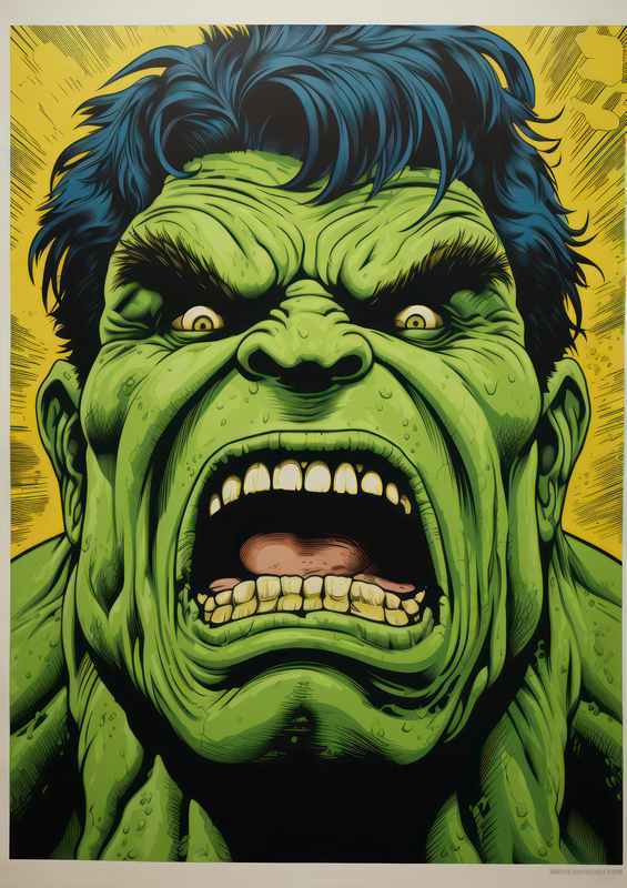 Hulk Angry face cartoon style art | Metal Poster