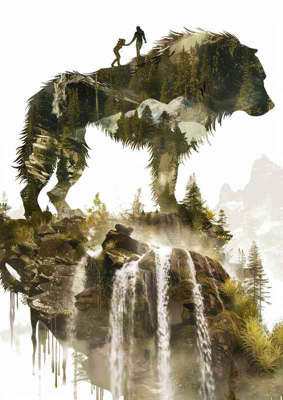 Mountain Dog by the waterfall | Metal Poster