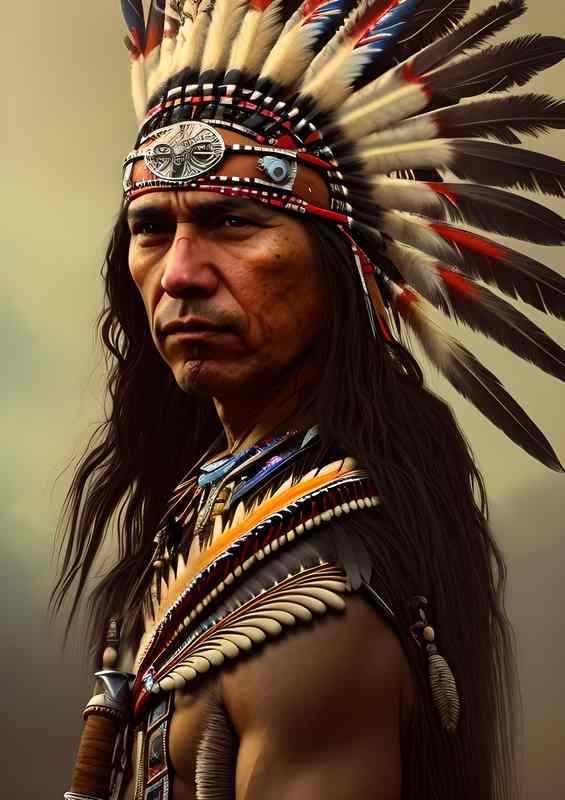 Native American Indian Warrior | Metal Poster