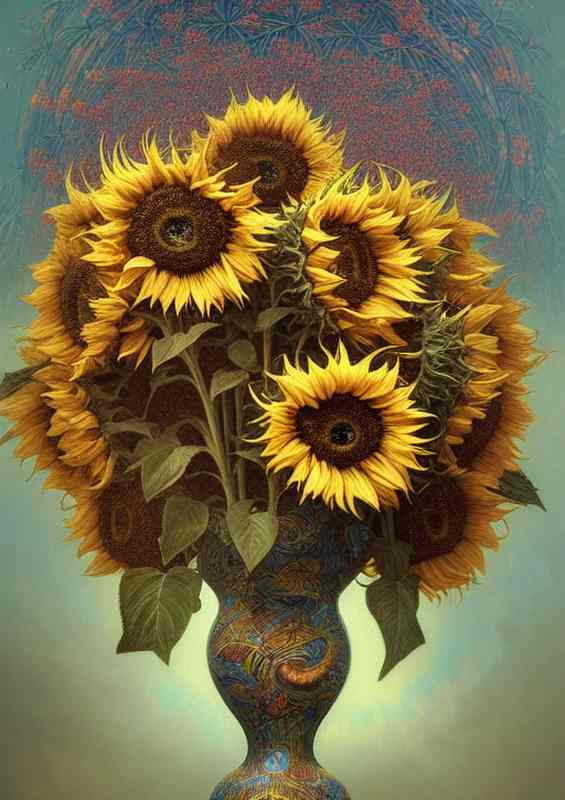 Vase Of Sunflowers | Metal Poster