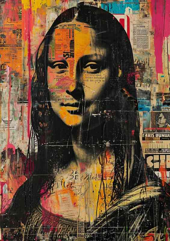 Mona Lisa an artlike collage of the face | Metal Poster