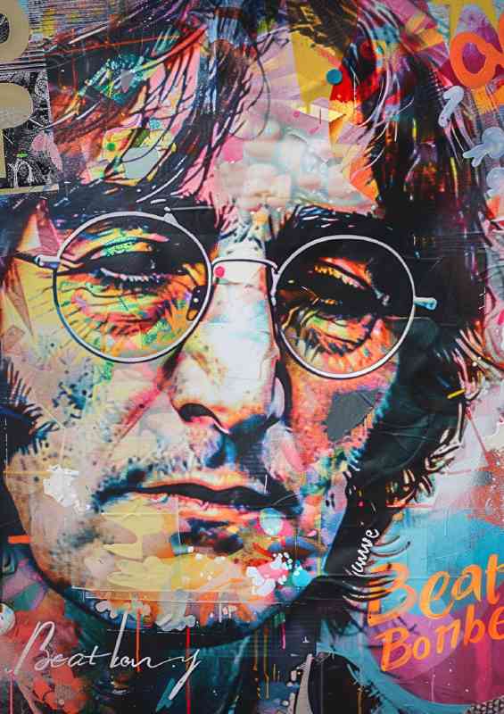 John Lennon mixed colours art | Metal Poster