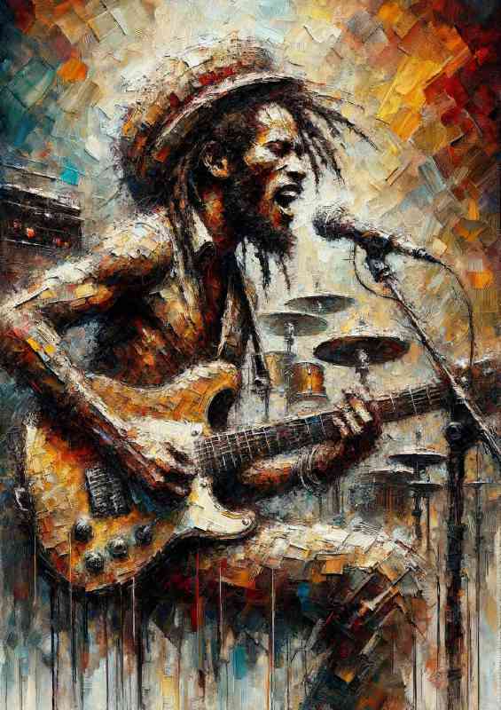 Rasta with guitar on stage | Metal Poster