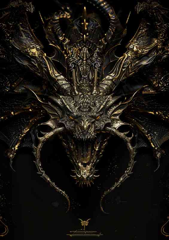 Gold design featuring the Dragon | Metal Poster