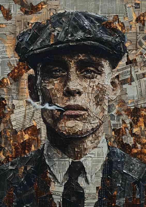 Collage of newspapers in a peaky bliners style art | Metal Poster