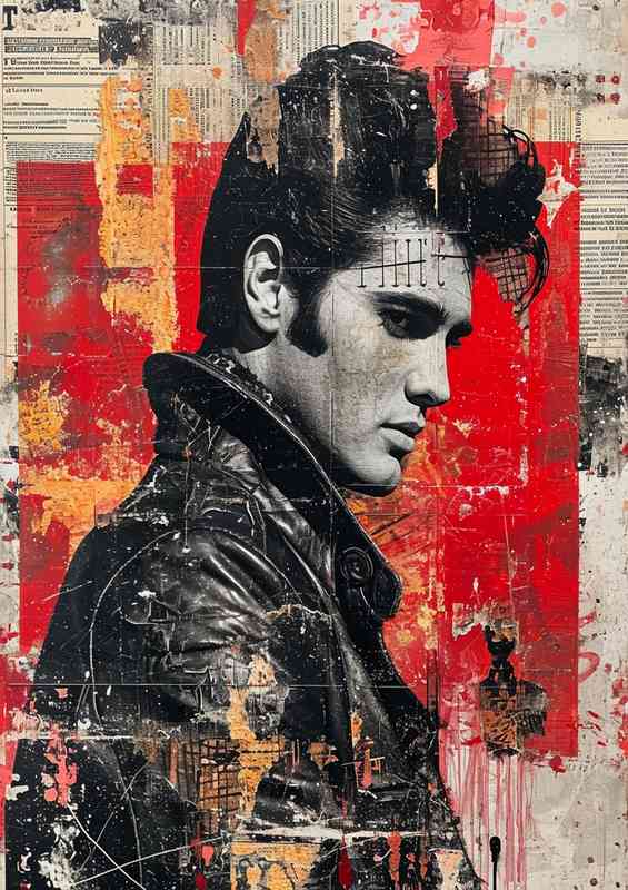 Elvis Presley image with mixed paint | Metal Poster
