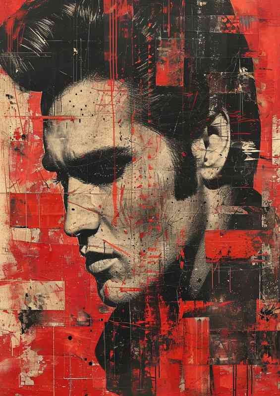 Elvis Presley image with red paint | Metal Poster