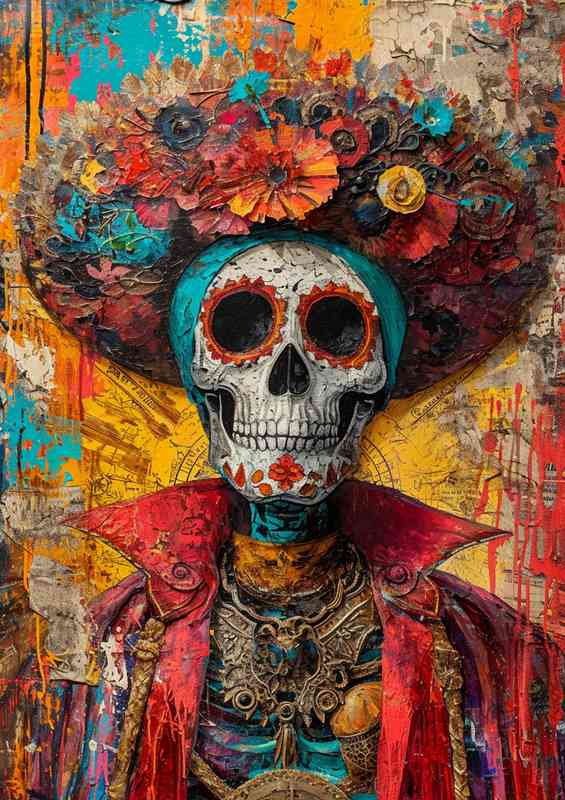 Skull street art day of the dead | Metal Poster