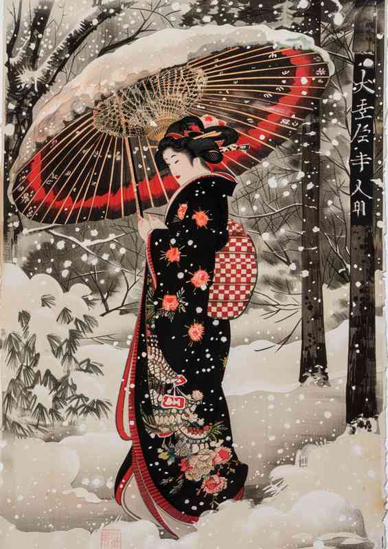 Japanese an elegant geisha | Metal Poster