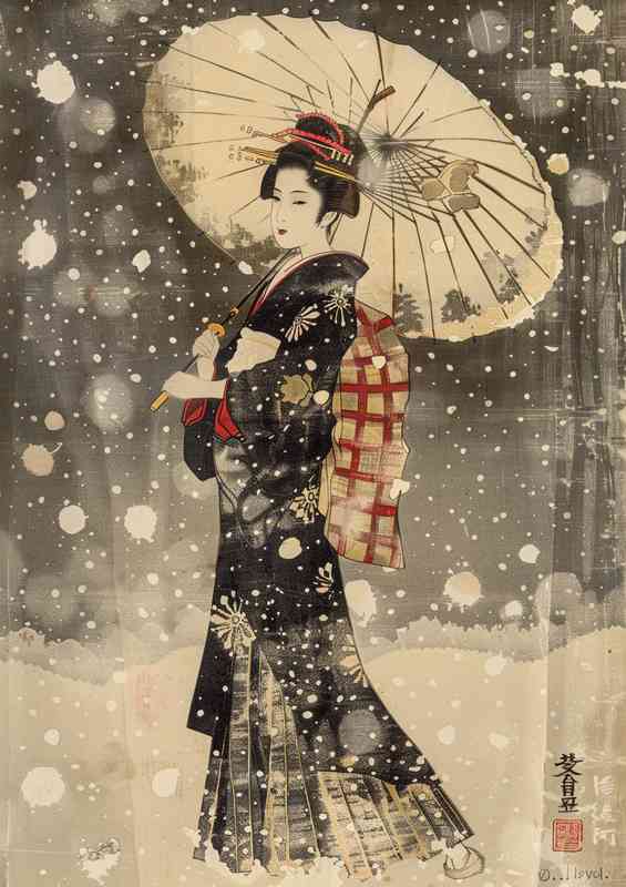 Japanese elegant woman in traditional wear | Metal Poster