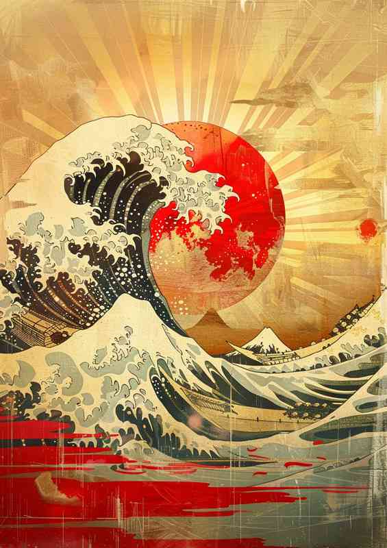 The great waves over the sun rays | Metal Poster