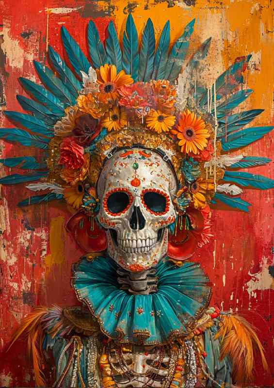 Skull with flowers | Metal Poster