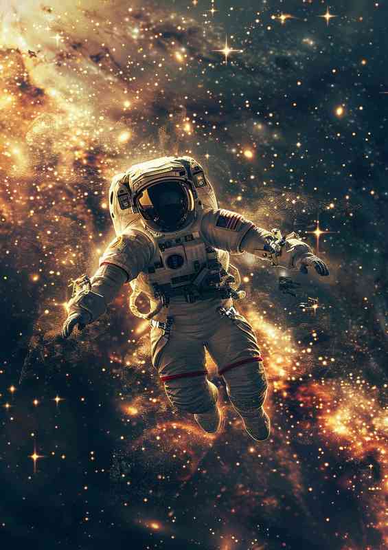 Astronaut in space and surrounded by a galaxy | Metal Poster