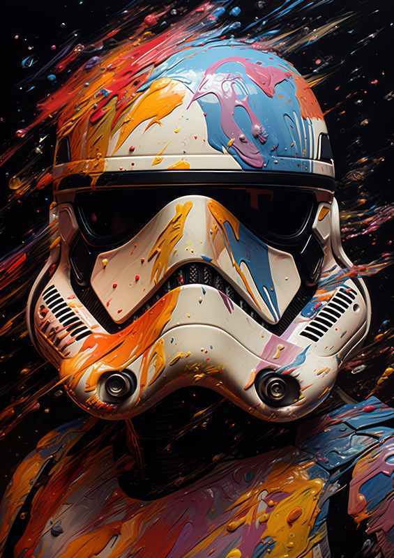 Storm Troopers helmet in a splash art style | Metal Poster
