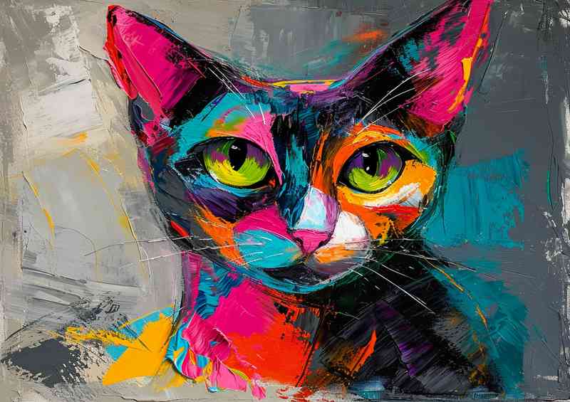The Colourful cat painted style | Metal Poster