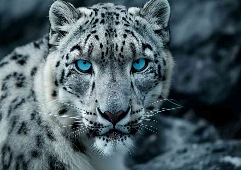 Snow leopars with amazing blue eyes | Metal Poster