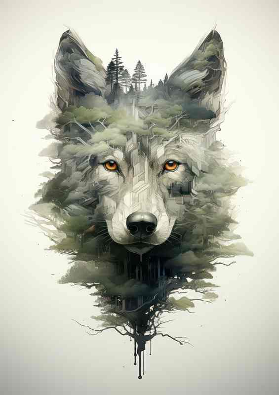 Twilight Transitions Seamless wolf art | Metal Poster