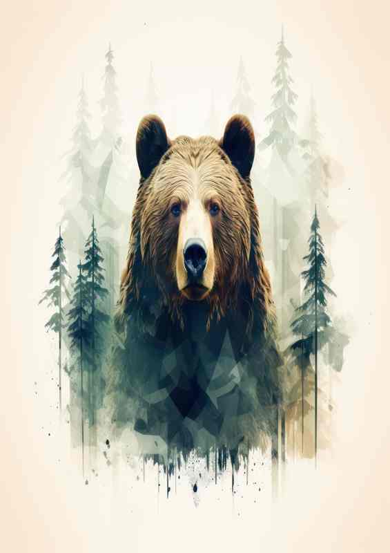 Untamed Beauty A Glimpse of the Wild Bear | Metal Poster