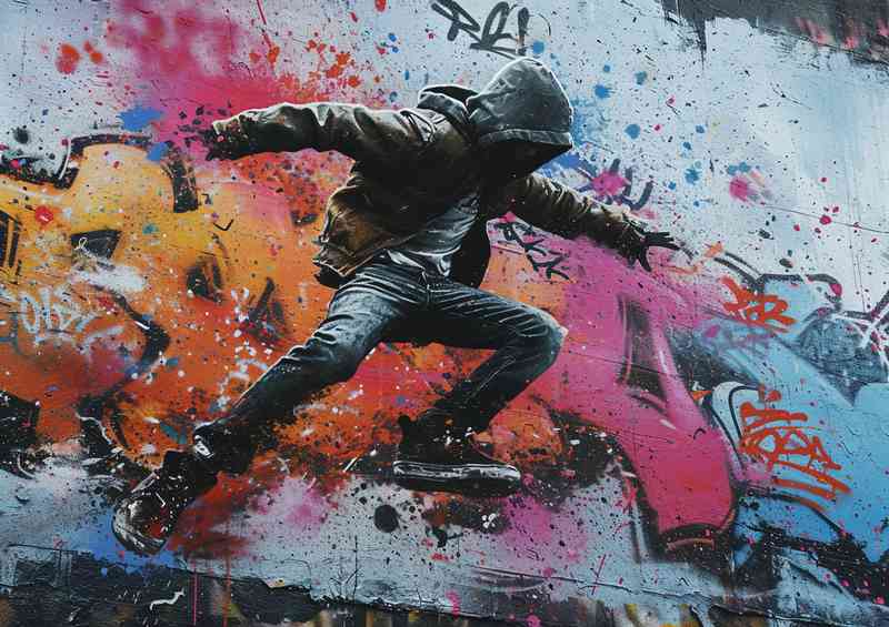 Man dancing in the street with graffiti art | Metal Poster