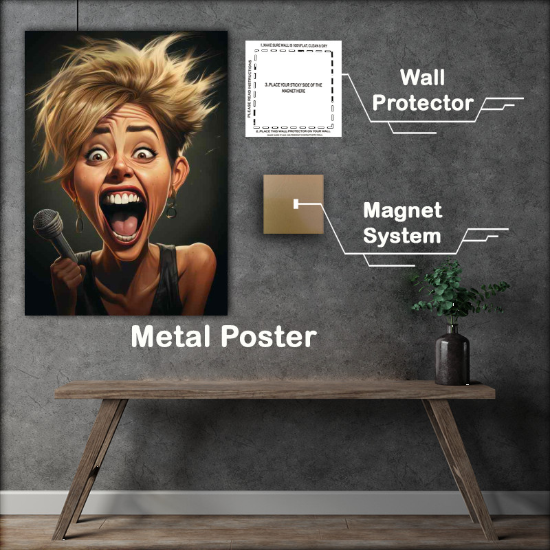 Buy Metal Poster : (Caricature of Miley Cyrus big smile)