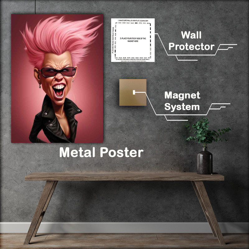 Buy Metal Poster : (Caricature of Pink the singer art)