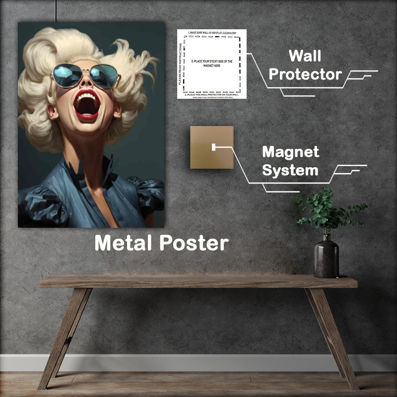 Buy Metal Poster : (Caricature of lady gaga super pose)