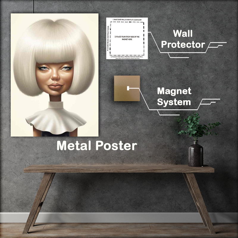Buy Metal Poster : (Caricature of sia with white hair)