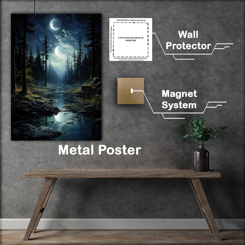 Buy Metal Poster : (Flowing Creek With Milky Way Sky)
