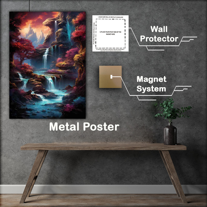 Buy Metal Poster : (Vibrant Colours Play With Waterfalls)