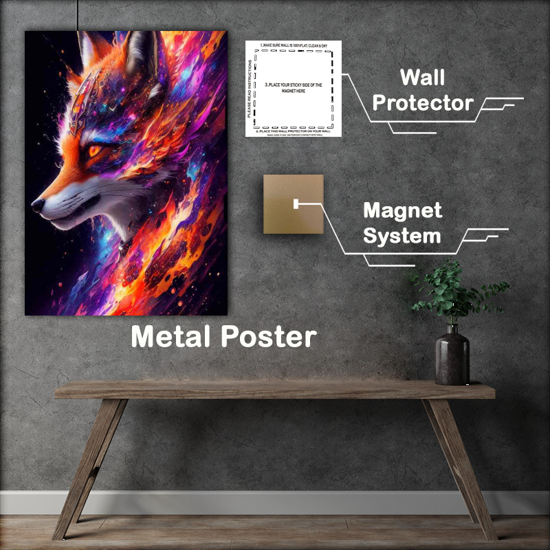 Buy Metal Poster : (Vibrant Fox Fantasy in the sky)