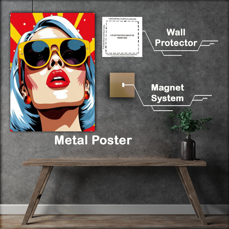Buy Metal Poster : (Lady gaga pop art with glasses style)