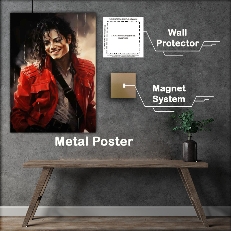 Buy Metal Poster : (Michael jackson smilling painted style)
