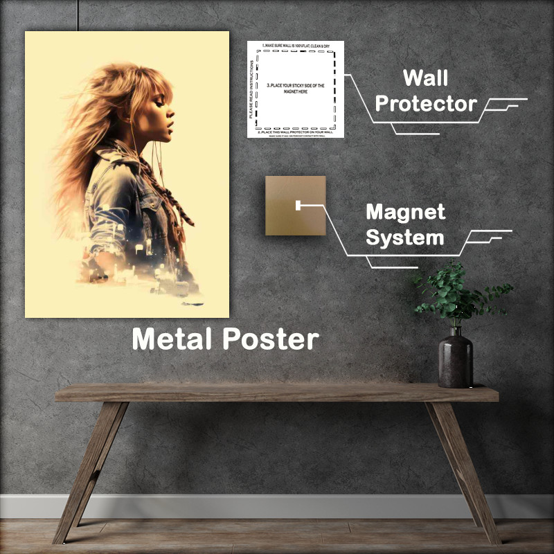 Buy Metal Poster : (Miley Cyrus double exposure style art)