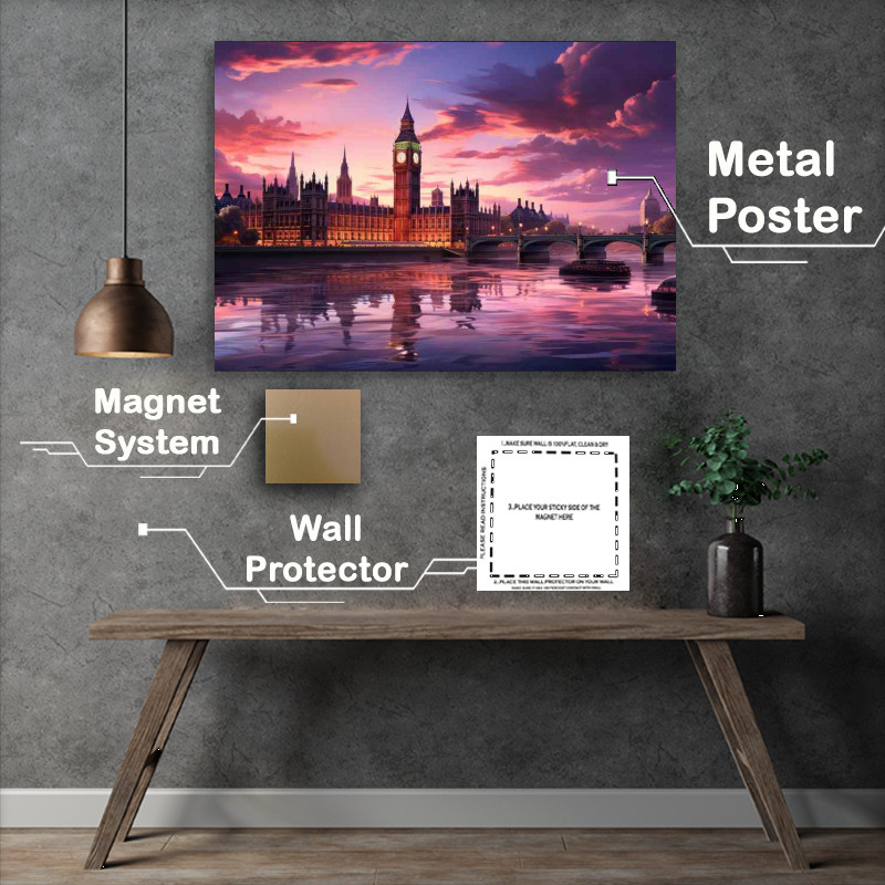 Buy : (City Skyline Reflections Metal Poster)