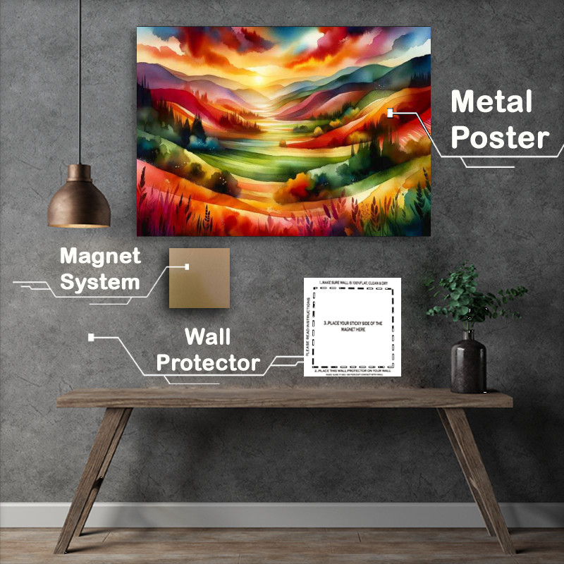 Buy Metal Poster : (Vibrant design portraying a valley)