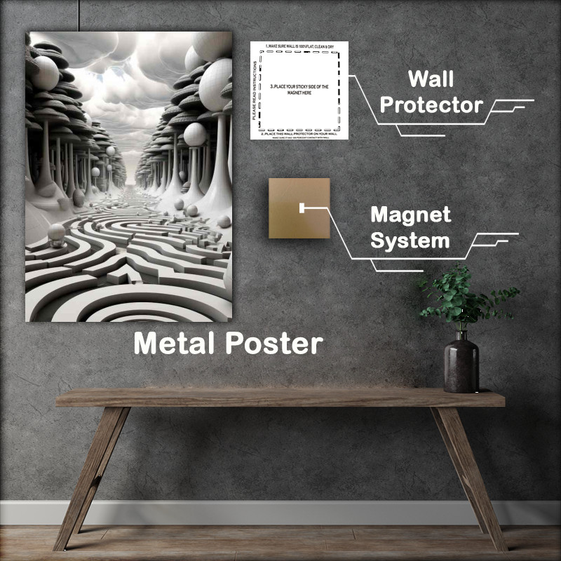Buy Metal Poster : (Abstract Shape Dynamics The Maze Of Life)