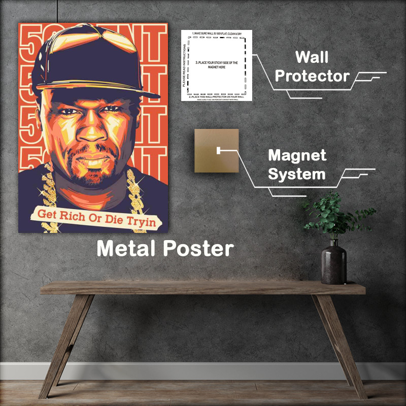 Buy Metal Poster : (Fiddy Cent get rich music rapping)