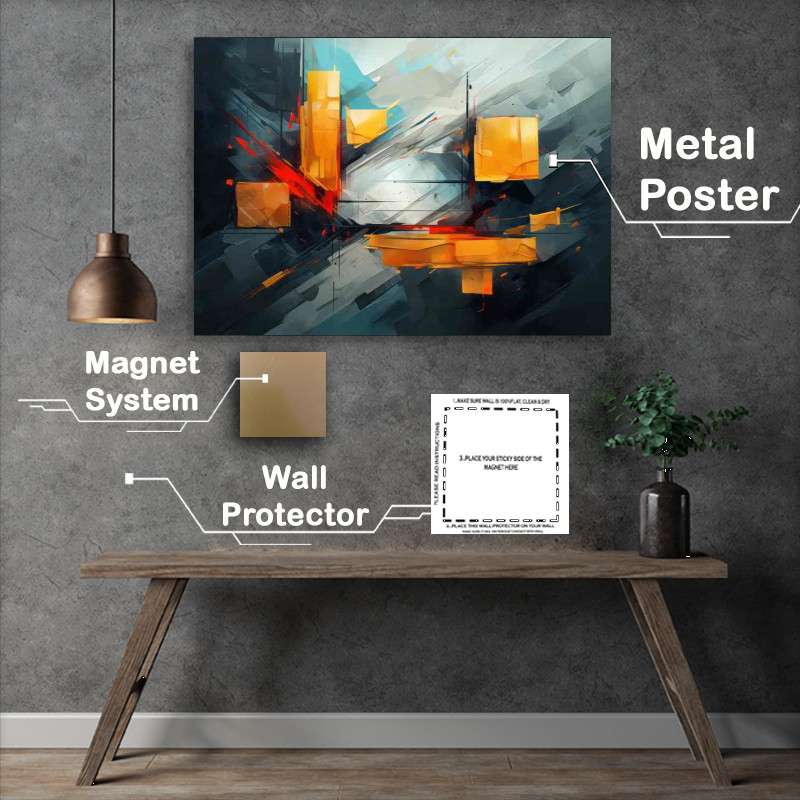 Buy Metal Poster : (Radiant Abstract Dazzling style Boxes And Rectangels)