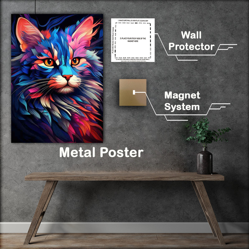 Buy Metal Poster : (Vibrant Feline Creations Colorful Cat)