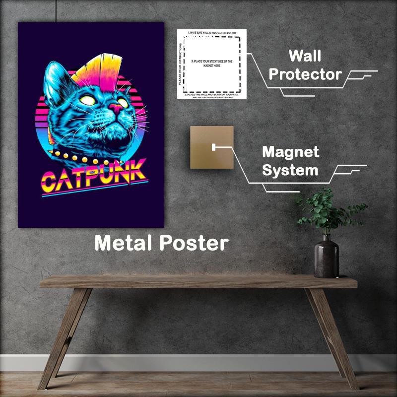 Buy Metal Poster : (Cat Punk Purple)